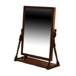 19th Century mahogany swing dressing mirror with rectangular plate in moulded frame between