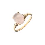 9ct gold ring set oval pink stone, size P, 2.3g approx gross Condition: