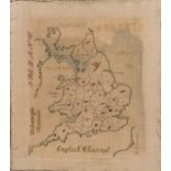 Late 18th Century needlework map sampler, 33.5cm x 30cm, unframed Condition: