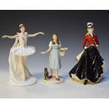 Two Coalport figures - Dame Margot Fonteyn As Cinderella and Kate, together with a Lenox Wizard Of