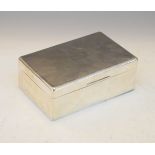 George VI silver rectangular box, the hinged cover with engine turned decoration, London 1937,