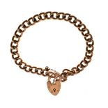 9ct gold curb link bracelet with padlock clasp, 11.1g approx Condition: