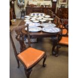 Early 20th Century Chippendale style mahogany nine piece dining suite comprising: rectangular top