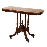 Victorian inlaid figured walnut centre table having a rectangular top and standing on four turned