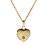 9ct gold heart shaped locket with chain, 3.7g approx gross Condition: