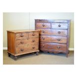 Two 19th Century mahogany chests of drawers, the larger of two short over three long drawers between
