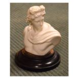 Parian Ware bust of Apollo Belvedere, on associated ebonised socle Condition: