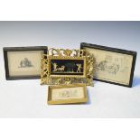 Small late 19th/early 20th Century Italian carved and gilded picture frame containing a