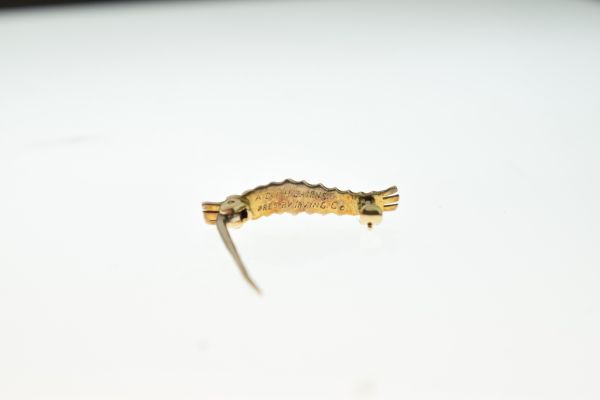 Irvin Caterpillar Club gold pin in the form of a silkworm having two ruby eyes, the reverse - Image 4 of 4