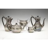 Victorian/Edward VII silver five piece tea service, each piece of oval form and having a pierced