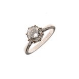Diamond single stone ring, the white mount stamped '18ct', the brilliant cut of approximately 0.97
