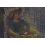 20th Century English School - Post-Impressionist style watercolour - Study of a seated lady,