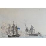 Early 19th Century English School - Watercolour - La Vengeance, French Frigate, striking to La Seine