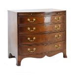 Georgian style mahogany bowfront chest of drawers with brushing slide, the top with ebony and