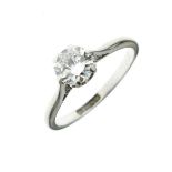 Diamond single stone ring, the white mount stamped 'Platinum', the brilliant cut of approximately