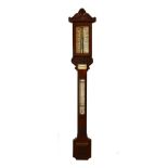 Victorian carved mahogany stick barometer, George Davis, Halifax, with ivory scales for today and