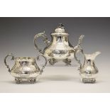 Channel Islands/Jersey Interest - Victorian silver three piece tea service by John Le Gallais,