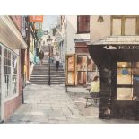 Brian Lancaster (1931-2005) - Watercolour - Christmas Steps, Bristol, signed, 35cm x 45cm A.R.