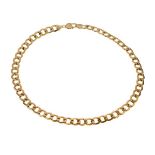9ct gold chain, of hollow filed curb links, 51cm long, approximately 35g gross Condition: Hallmarked