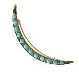 Late Victorian turquoise and rose diamond crescent brooch, 6.9cm long, 7.1g gross Condition: All