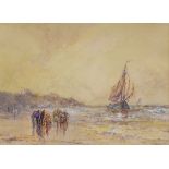 Frank Wasley (1848-1934) - Watercolour - Coming To Anchor, Robin Hood's Bay, Whitby, signed, 27cm