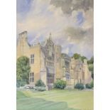 John Stops (1925-2002) - Watercolour - Clevedon Court, signed, titled and dated 1991, 50cm x 35.