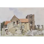 Edward Wesson (1910-1983) - Watercolour - Castle Acre Priory, Norfolk, signed, 36cm x 52.5cm A.R.