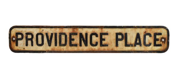 Two cast iron street signs - The first 'PROVIDENCE PLACE', 89cm x 15cm, the second of later date ' - Image 8 of 8