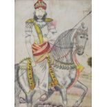 19th Century Mughal School - Watercolour - A lancer on horseback, unsigned, 29.5cm x 22cm Condition: