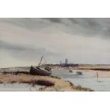 Leslie L.H.Moore (1907-1997) - Watercolour - Blakeney, North Norfolk, signed, 36cm x 56cm, A.R.