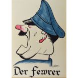 L. Heath (20th Century) - Watercolour - World War II period caricature depicting Adolf Hitler and