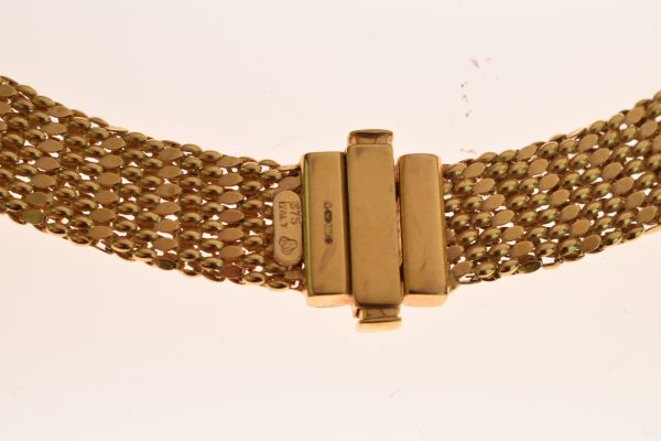 9ct gold mesh collar, 44.5cm long, 30g gross Condition: 11mm approx wide, no obvious signs of damage - Image 2 of 4