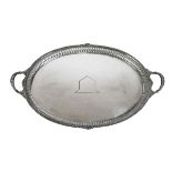 Victorian silver oval two handled tray, the rim with gadrooned decoration, makers James Dixon &