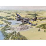Geoff Bell (1930-2000) - Watercolour - A Blenheim Bomber Over Blenheim Palace, signed, 44cm x 59.