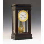 French mahogany cased four-glass mantel clock, Gravant a Paris, the 4.75 white enamelled convex