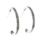 Pair of diamond set hoop earrings, unmarked, each channel set with thirty-four brilliant cuts, the