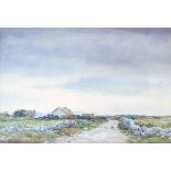 Frank Egginton (1908-1990) - Watercolour - An Irish moorland landscape with thatched cottages and