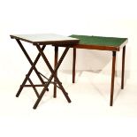 Two early to mid 20th Century folding card tables, each with baize covered playing surface