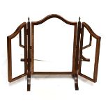 Early 20th Century mahogany triptych swing dressing mirror with humped central plate and shaped