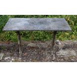 Cast iron garden table with rectangular slate or marble top Condition: