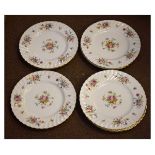 Nine Minton Marlow pattern lunch plates, each of wavy edged and spiral fluted form with floral