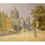 George Moore Henton - Watercolour - College Green, Bristol, signed, 26.5cm x 38cm, framed and glazed