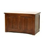 Mid 20th Century oak linen fold coffer or bedding chest Condition: