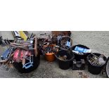 Large selection of assorted tools to include; axes, hammers, drill bits, saws etc Condition: