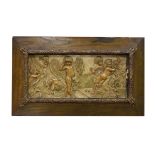 Late 19th Century Continental polychrome decorated cast metal relief plaque depicting a classical