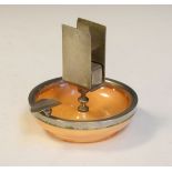 Moorcroft nickel plated mounted orange lustre glazed ashtray/matchbox holder Condition: