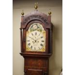 19th Century inlaid mahogany longcase clock by P. Pedrene of Bristol, the hood having a carved and