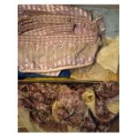 Large selection of mid 20th Century textiles including; lady's costume, shawls, boxed accessories