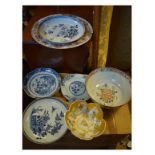 Small collection of Chinese and Japanese porcelain to include; a five petal flowerhead form Japanese