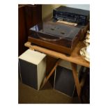 Trio turntable record player model KP1022, twin cassette deck KX65CW and KR3400 stereo receiver,